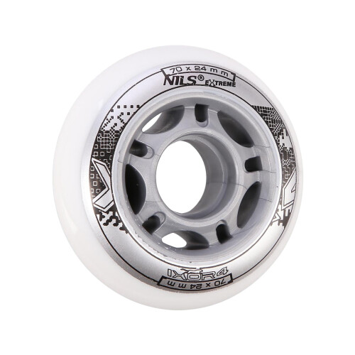 Witte PU skatewielen, 70x24mm, 82A, set van 4