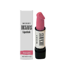 (Rose Pink) Merry Dickmas Lipstick Funny Present for Women Lady Naughty Gag Present