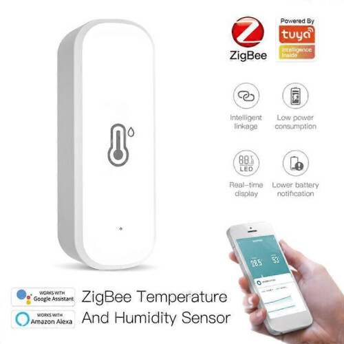 (Zigbee, 4PCS) Tuya Smart Wifi / ZigBee Temperature Humidity Sensor Monitor for Alexa Google