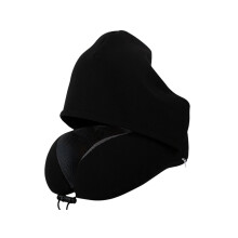 Soft Natural Fiber Hooded Support pillow With Detachable-Black