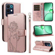 Compatible with Realme C85 5G Flip Case Dandelion Print Leather Phone Case with Card Slots And Wrist Strap Stylish And Protective