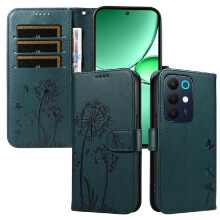 Compatible with Realme C85 5G Flip Case Dandelion Print Leather Phone Case with Card Slots And Wrist Strap Stylish And Protective