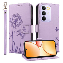 Compatible with Realme C85 Pro 4G Flip Case with Card Slots And Wrist Strap Dandelion Print Leather Phone Case Stylish And Protective