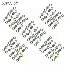 (A7, G) 50pcs Swivel Fishing Connector Strong Fishing Rolling Swivel Stainless Steel Connector Solid Fishing Artificial Accessories