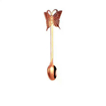 (A1, 05) Stainless Steel Coffee Spoon Butterfly Hanging Cup Dessert Spoon Cake Fruit Fork Spoon Stirring Kitchen Decorative Tableware