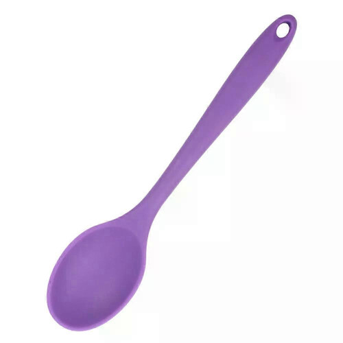 (A2, Purple) Colorful Silicone Spoon Heat Resistant Non-stick Rice Spoons Kitchenware Tableware Learning Spoon Cooking Kitchen Tool Tableware