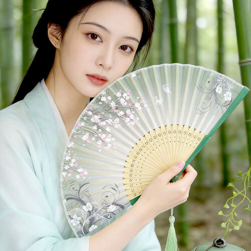 Classical Chinese Bamboos Folding Fan With Delicate Tassels-05 2