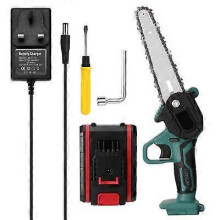 (UK) 6"Portable Cordless Electric Mini Chainsaw One-Hand Saw Woodworking Wood Cutter-
