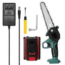 (US) 6"Portable Cordless Electric Mini Chainsaw One-Hand Saw Woodworking Wood Cutter-