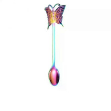 (A6, 03) Stainless Steel Coffee Spoon Butterfly Hanging Cup Dessert Spoon Cake Fruit Fork Spoon Stirring Kitchen Decorative Tableware