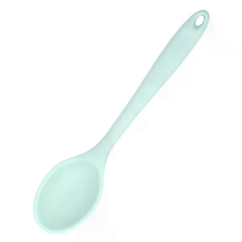 (A4, Maca Blue) Colorful Silicone Spoon Heat Resistant Non-stick Rice Spoons Kitchenware Tableware Learning Spoon Cooking Kitchen Tool Tableware
