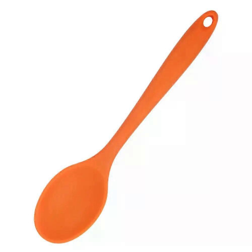 (A1, Orange) Colorful Silicone Spoon Heat Resistant Non-stick Rice Spoons Kitchenware Tableware Learning Spoon Cooking Kitchen Tool Tableware
