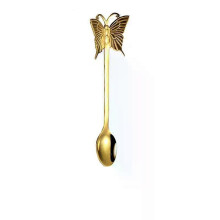 (A9, 02) Stainless Steel Coffee Spoon Butterfly Hanging Cup Dessert Spoon Cake Fruit Fork Spoon Stirring Kitchen Decorative Tableware