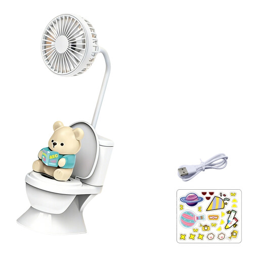 Grappige desktopventilator in toiletvorm met stille-groene beer