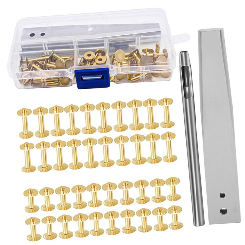 Professional Leather Studs 42Pcs Copper Rivets And-brass color