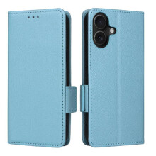 (Light blue) Flip Case For IPhone 17 PU Leather Magnetic Wallet Card Slots Holder Side Buckle