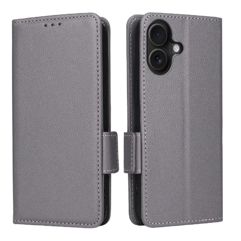 (Gray) Flip Case For Iphone 17 Pu Leather Magnetic Wallet Card Slots Holder Side Buckle Gray 764563337385