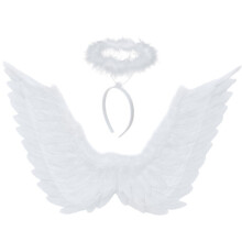 Set di costumi con ali d'angelo e aureola - 70 x 45 cm, bianco