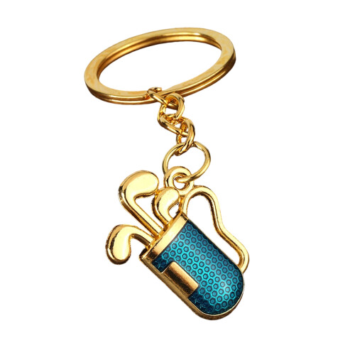 Porte-clés accessoire de golf en alliage robuste-Bleu couleur or