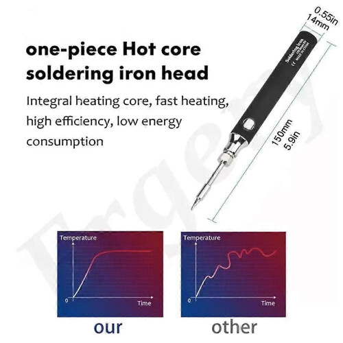 (Grey) Wireless Portable Soldering Iron Kit, Rechargeable Soldering Pen with Iron Tip 1