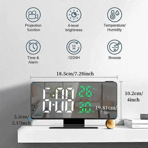 (Red) LED Digital Smart Alarm Clock Watch Table Electronic Desktop Clocks USB Wake Up Clock Bedroom Bedside Clock Snooze Function 2