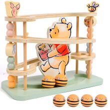 Disney Winnie the Pooh Wooden Ball Runner Toy with Track for Toddlers, Boost Focus, Hand Eye Coordination, Sensory Skills