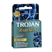 Trojan  BareSkin Lubricated Premium Latex Condoms ,3 Each