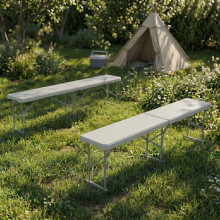 Set Of 2 - 6ft Folding Bench Indoor Outdoor Garden Party
