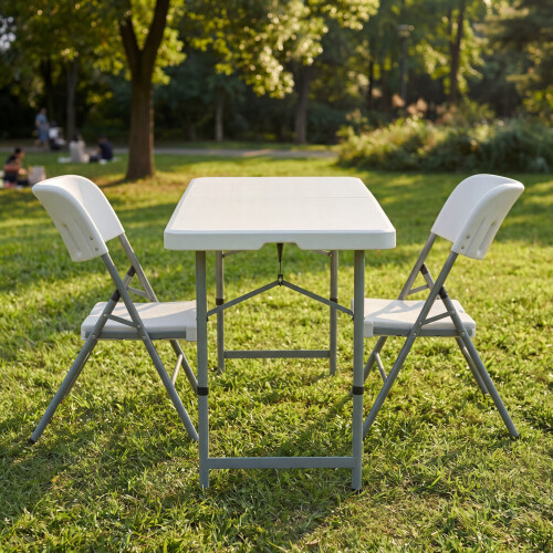 (2 Chair) 4ft Folding Table and Folding Chairs Set Multi Use