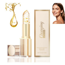Kleurveranderende Lippenstift Met Goudfolie, Transparante, Transferbestendige Lippenstift Met Gouden Kristallen, Lippenplumper