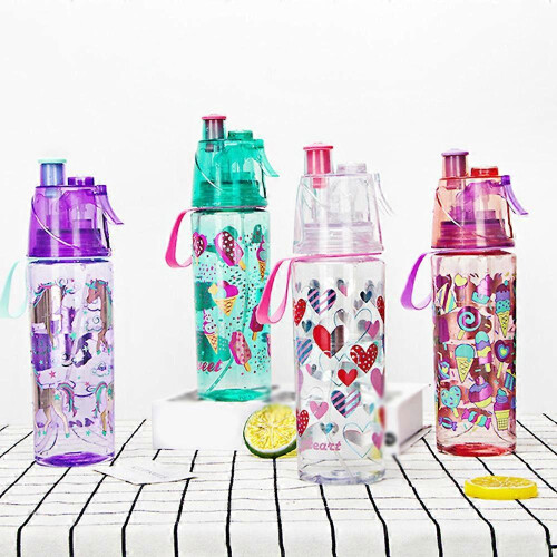 (White) Cool Down Spray Mist Water Bottle 500ml Spray Drinking Water Bottle for Kids 1