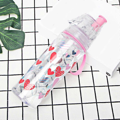 (White) Cool Down Spray Mist Water Bottle 500ml Spray Drinking Water Bottle for Kids 2