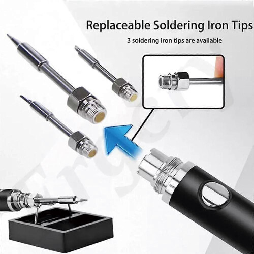 (White) Wireless Portable Soldering Iron Kit, Rechargeable Soldering Pen with Iron Tip 2