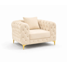 (Cream Velvet, Armchair) Monaco Sofa 3+2 Set 1,2,3 Seater Chesterfield Velvet Couch Longue Lounger Settee