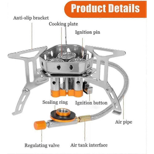 (3500W) Moose Rocket Stove, Outdoor Portable Double-Layer Windproof Three-Burner Stove 1