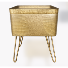 Gold Metal Storage Side Table with Hairpin Legs 52cm