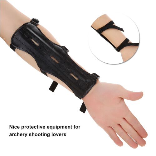Adjustable Archery Arm Guard 22x9cm Black, 3-Strap 2