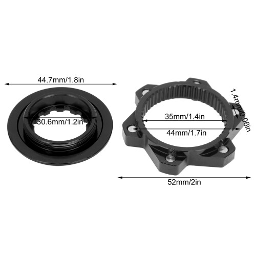 Black Alu Centre-Lock 6-Bolt Disc Adapter 52x18mm 1