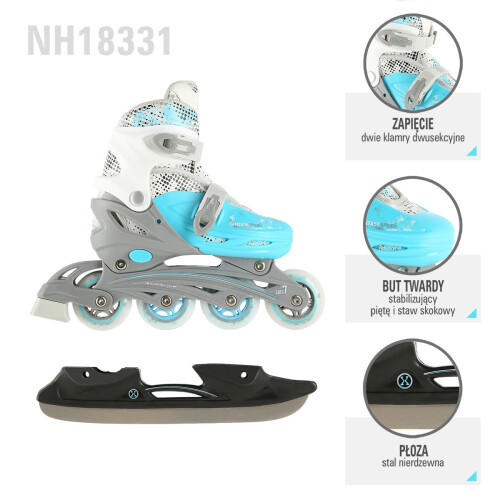 Inline/Ice Skates, 4-in-1, Blue, Size M (35-38) 2
