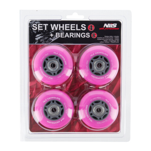 Pink 70x24 82A Wheels (4) + ABEC-7 Bearings (8) Set 2