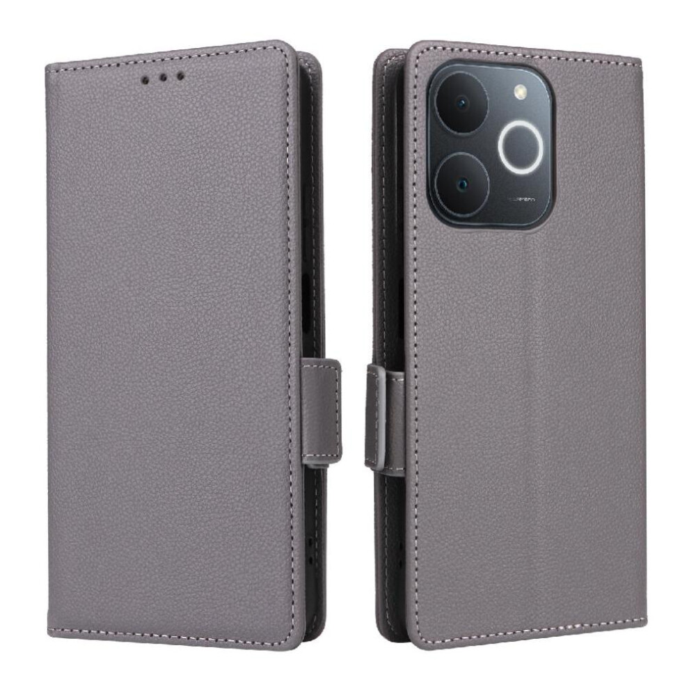 (Gray) Flip Case For Realme Narzo 80 Lite 4G Pu Leather Magnetic Card Slots Holder Side Buckle Wallet Gray 764563337736