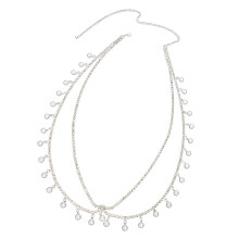 Chaîne de ventre polyvalente décorée de perles avec-Argent
