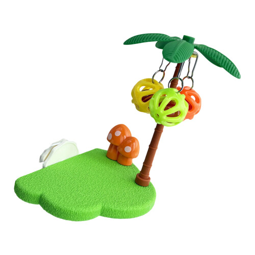 Coconut Tree Perch Chewing Ball For Parrots Reduces-Green