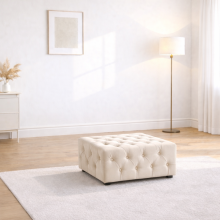 (Cream Velvet, Footstool) Monaco Sofa 3+2 Set 1,2,3 Seater Chesterfield Velvet Couch Longue Lounger Settee