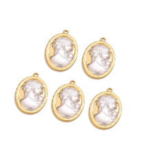 Set mit 5 weiblichen Kopf-Cameo-Anhängern im antiken Stil-Weiß