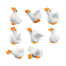 8 Stück lustige Harz-Gänse-Miniaturstatue für
