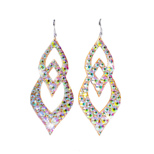 2Pcs Elegant Belly Dancing Earrings With Rhinestones For-flame