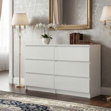 (6 Large Drawer) MODERN - White Chest Of Drawers Bedroom Furniture Storage Bedside 2 to 8 Drawers