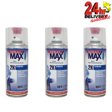 3 X SPRAYMAX 680061 2K GLOSS CLEARCOAT AEROSOL 400ML -FUEL PETROL RESISTANT