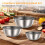 Stackable Stainless Steel Serving Bowls With Transparent-Gold 7